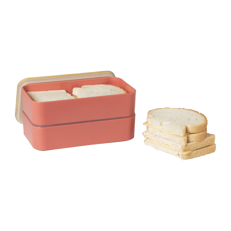 Lunchbox dubbel met bestek - oranje - 700 ml