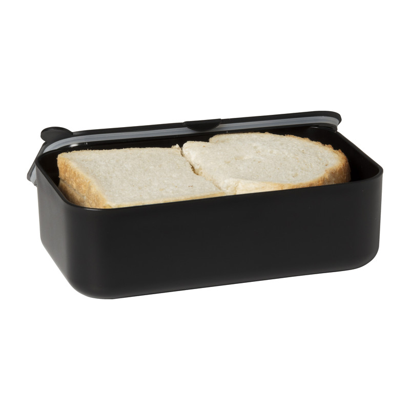 Lunchbox met elastiek - zwart - 1 liter