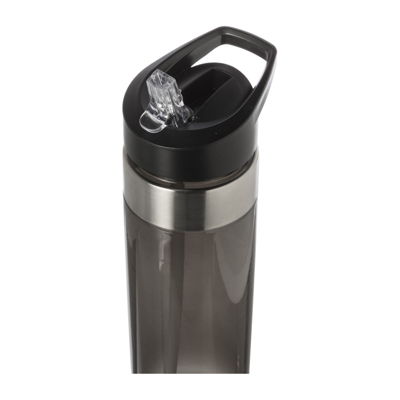 Drinkfles met rietje - zwart - 700 ml