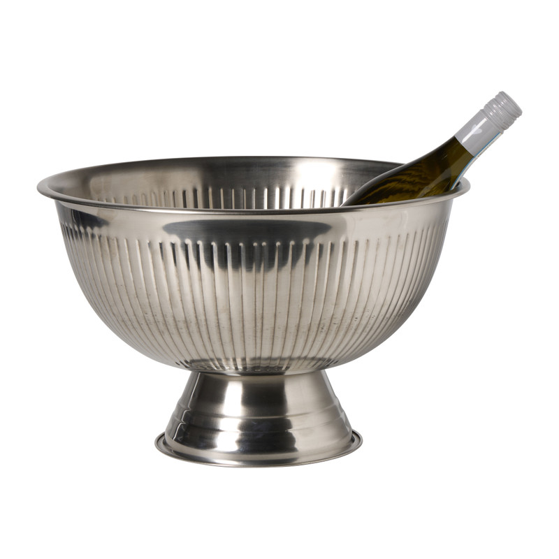 Champagneschaal op voet rvs - zilverkleurig - 40x40x24.5 cm