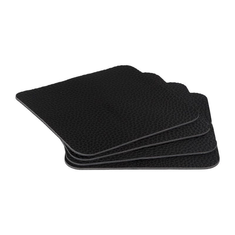 Onderzetters PU leer - zwart - set van 4