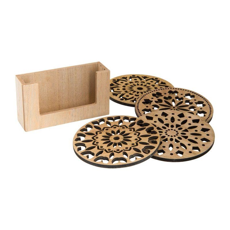 Onderzetter hout deco - set van 4