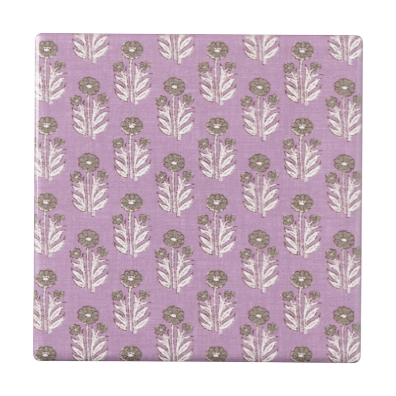 Onderzetter met print - paars - 10x10 cm