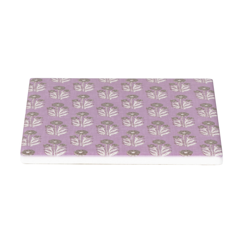 Onderzetter met print - paars - 10x10 cm