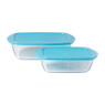 Pyrex ovenschaal - blauw - set van 2