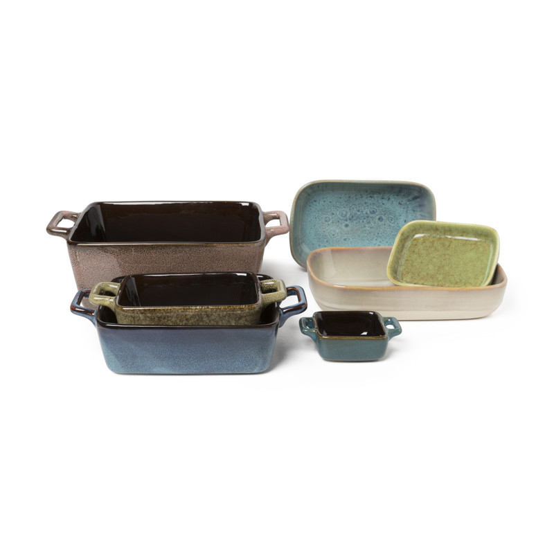 Ovenschaal stoneware - diverse kleuren - 13x9x2 cm 