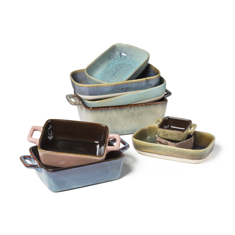 Ovenschaal met grepen - blauw - 24x15x6 cm