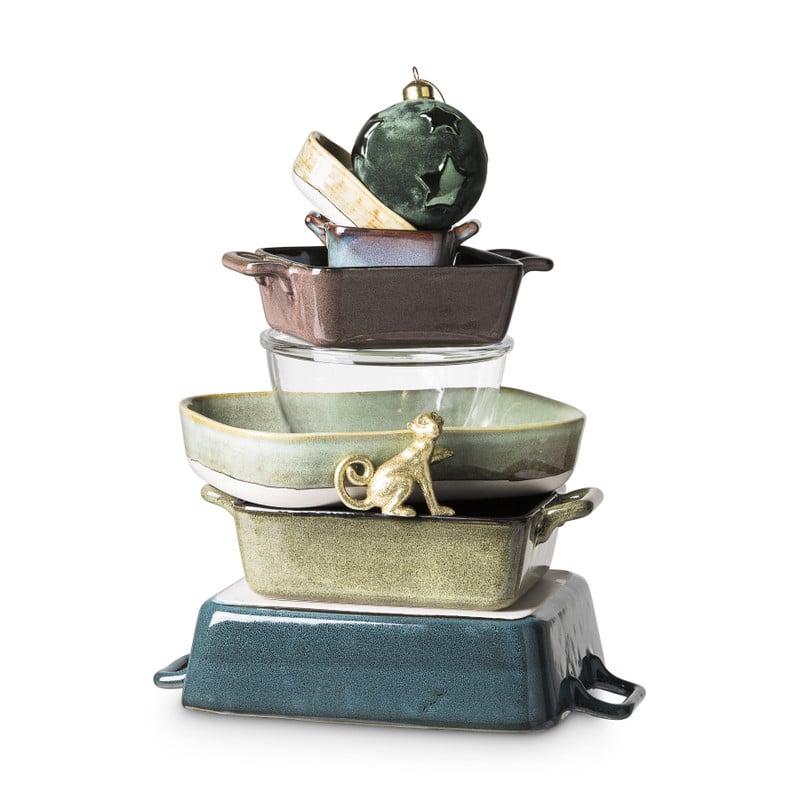 Ovenschaal met grepen - groen - 13x11x5 cm