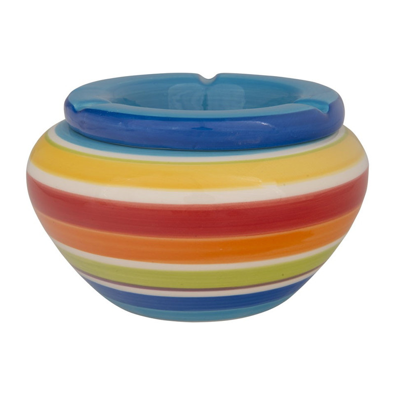 Stormasbak strepen - Ø14 cm - blauw