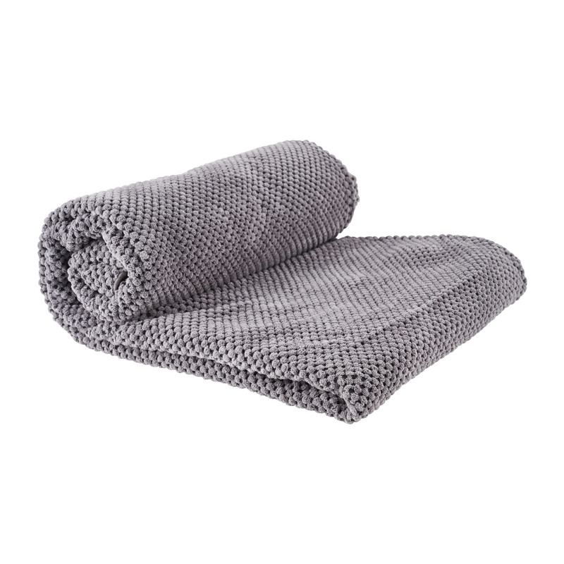 Plaid blokje - betongrijs - 130x160 cm