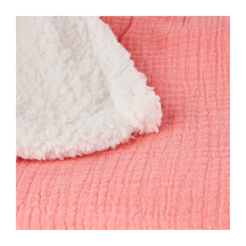 Plaid met voering - roze - 128x170 cm