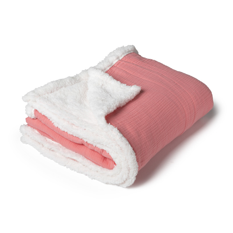 Plaid met voering - roze - 128x170 cm