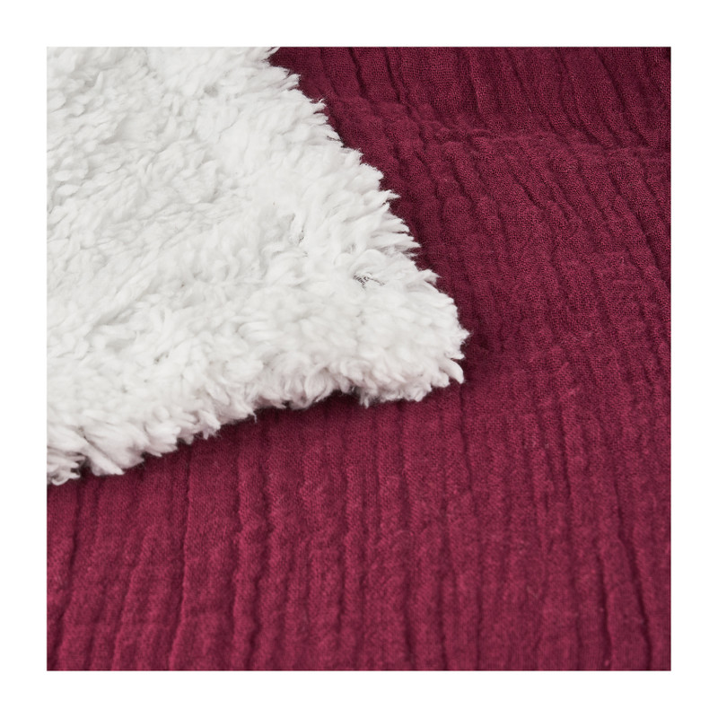 Plaid met voering - bordeauxrood - 128x170 cm