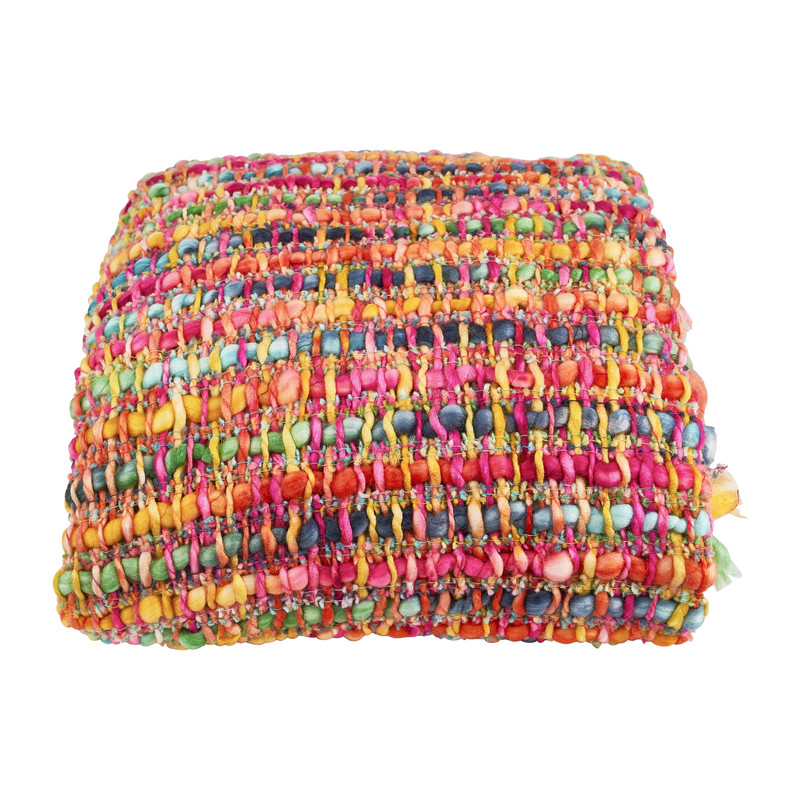 Plaid met franjes - multikleur - 125x150 cm 