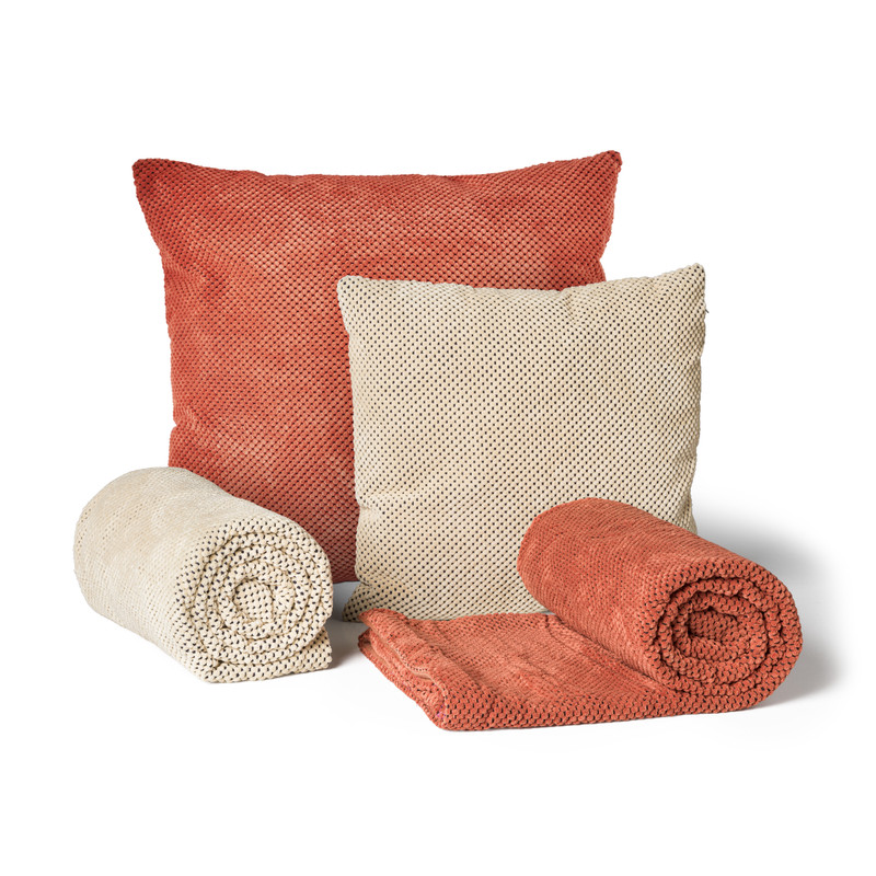 Plaid blokje - terra - 130x160 cm 