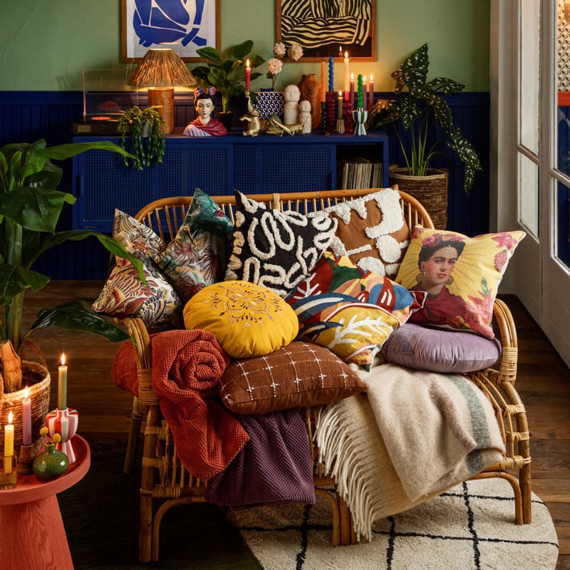 Plaid blokje - terra - 130x160 cm 