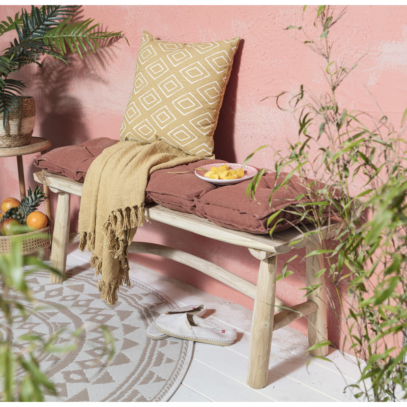 Plaid geweven -  franjes - okergeel - 130x150 cm