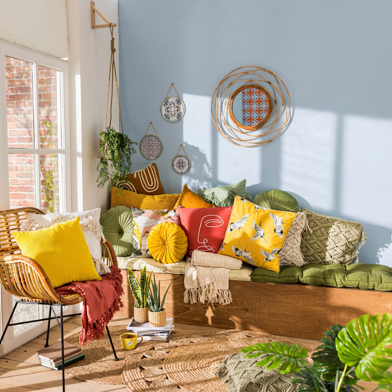 Plaid geweven - franjes - terra - 130x150 cm