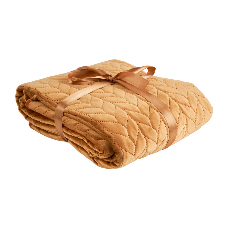 Plaid gestanst - okergeel - 130x170 cm