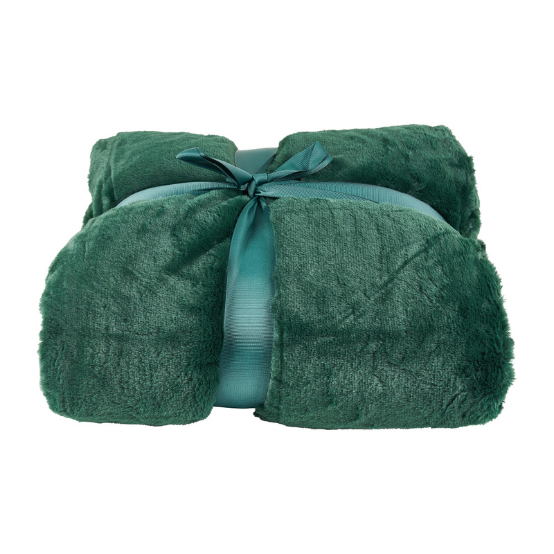 Plaid bont - donkergroen - 130x170 cm 