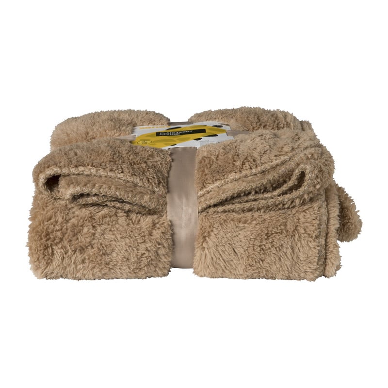 Plaid teddy - lichtbruin - 130x170 cm 