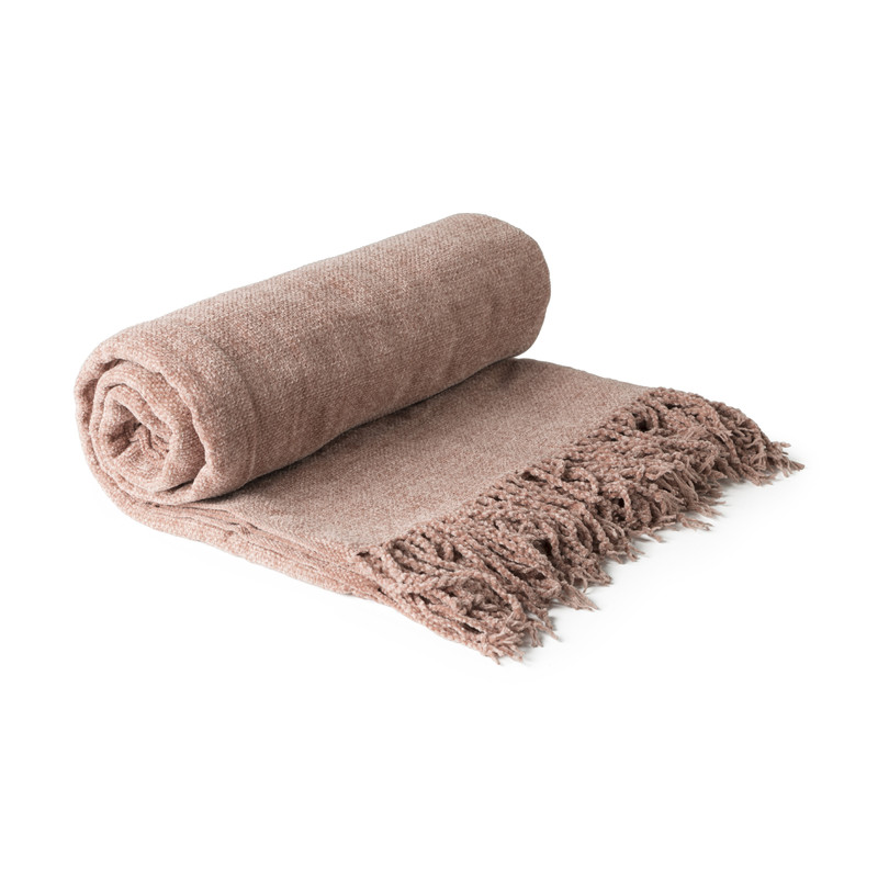 Plaid chenille - roze - 130x170 cm 