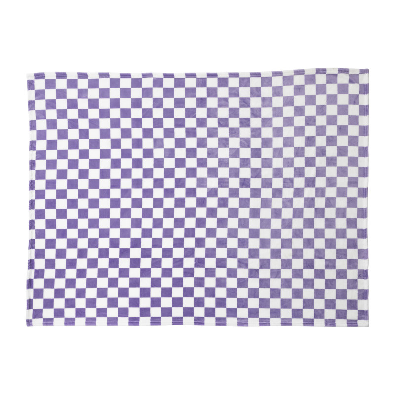 Plaid geblokt - paars/wit - 130x170 cm
