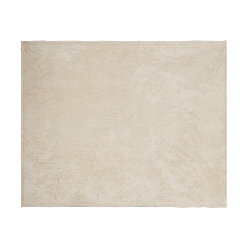 Plaid bladeren - beige - 130x160 cm