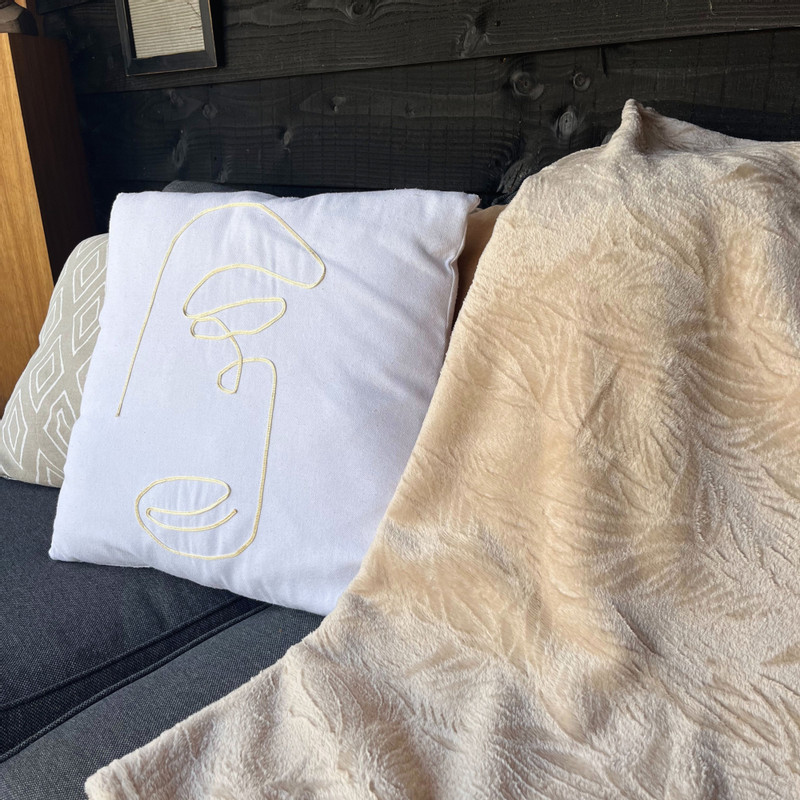 Plaid bladeren - beige - 130x160 cm