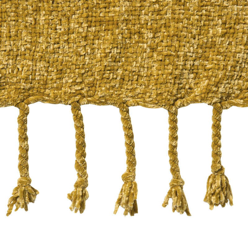 Plaid chenille met kwastjes Mieke - geel - 170x130 cm