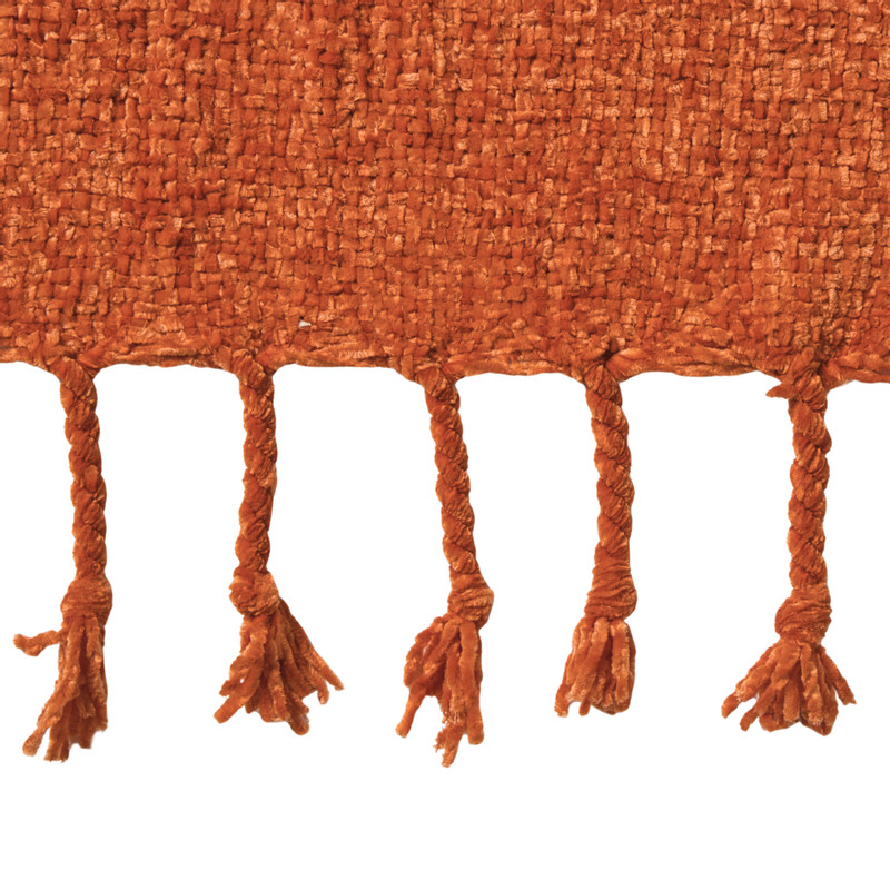 Plaid chenille met kwastjes Marianne - oranje - 170x130 cm