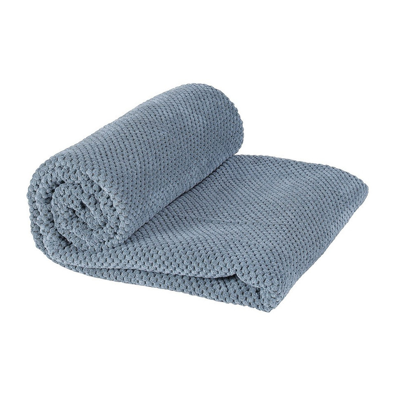 Plaid blokje - soft blauw - 130x160 cm