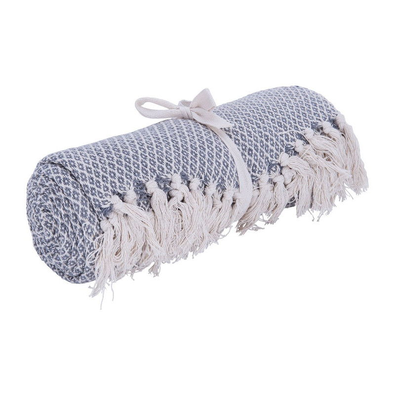 Plaid India - 130x160 cm - ecru/grijs