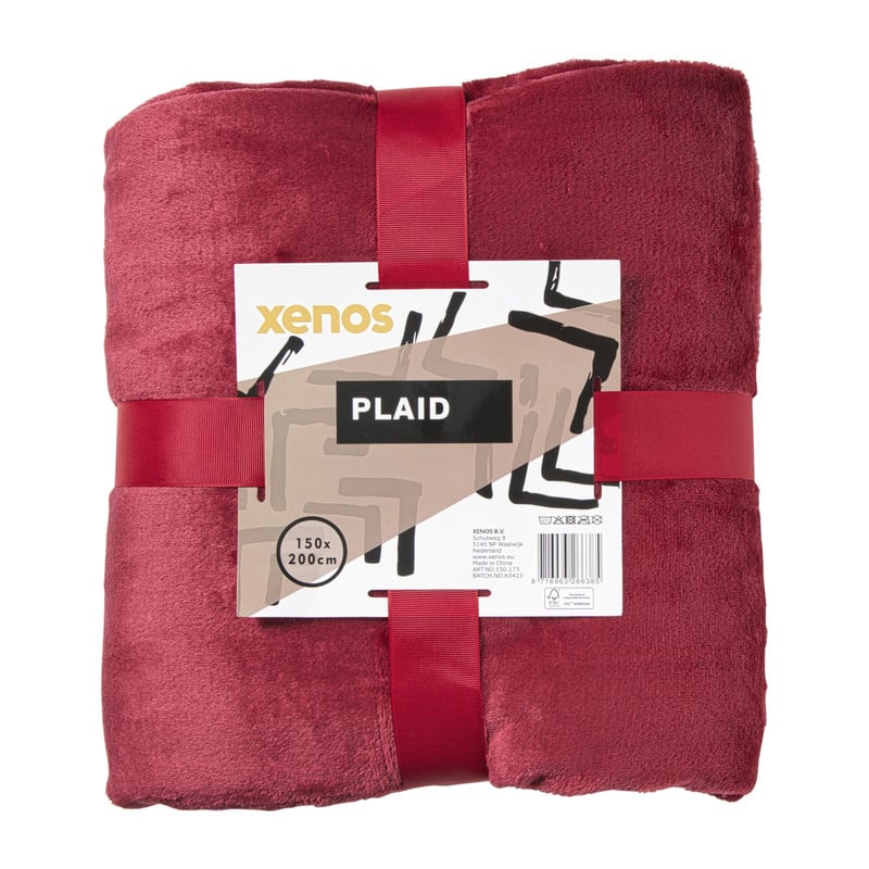 Fleece deken - bordeauxrood - 200x150 cm