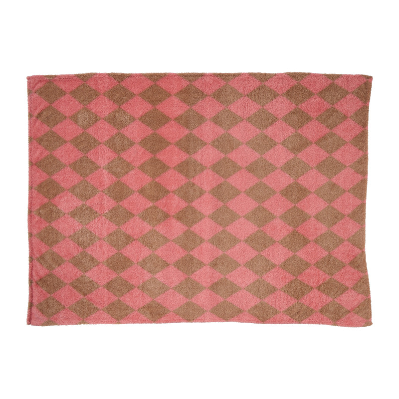 Plaid ruit - rood/bruin - 130x170 cm