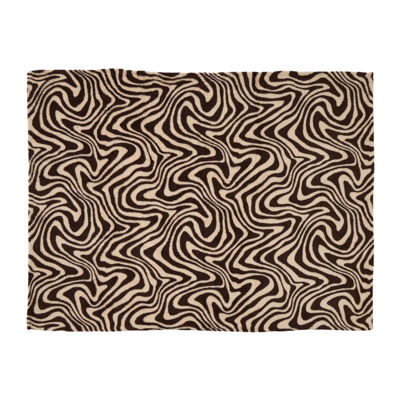 Plaid swirl - wit/bruin - 130x170 cm
