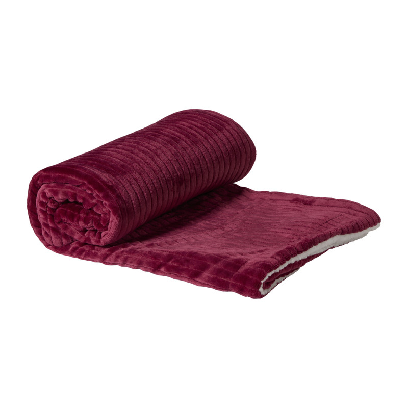 Plaid rib - bordeaux rood - 130x150 cm