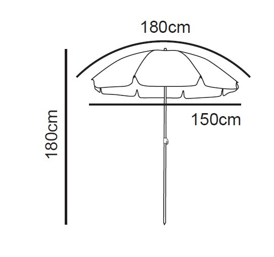 Strandparasol Tess - geel - ø150x180 cm