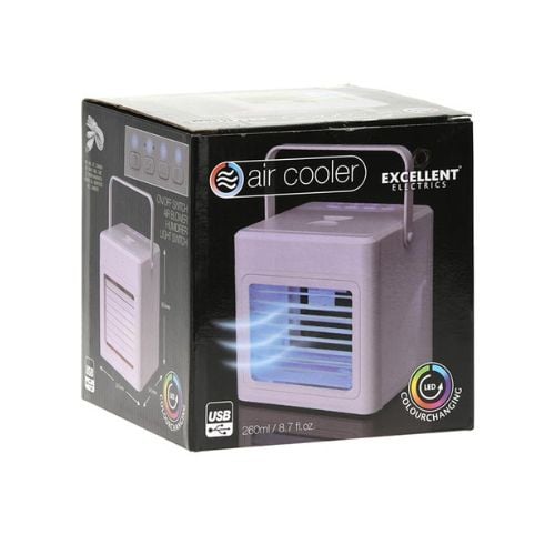 Air Cooler USB - met LED verlichting - 16x16x16.5 cm