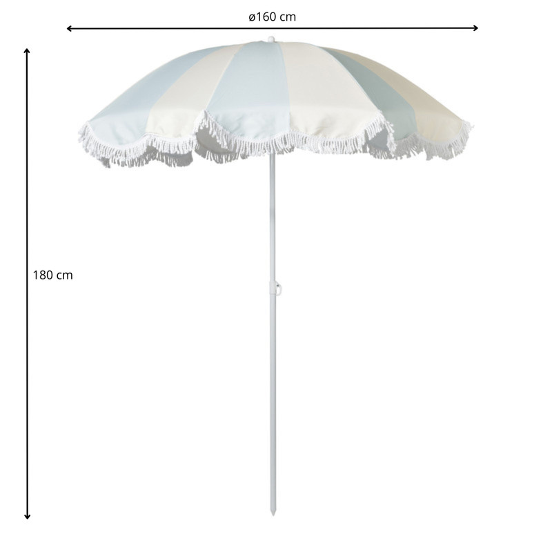 Parasol gestreept - lichtblauw/wit - ø160x180 cm