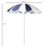 Parasol gestreept - blauw/wit - ø160x180 cm