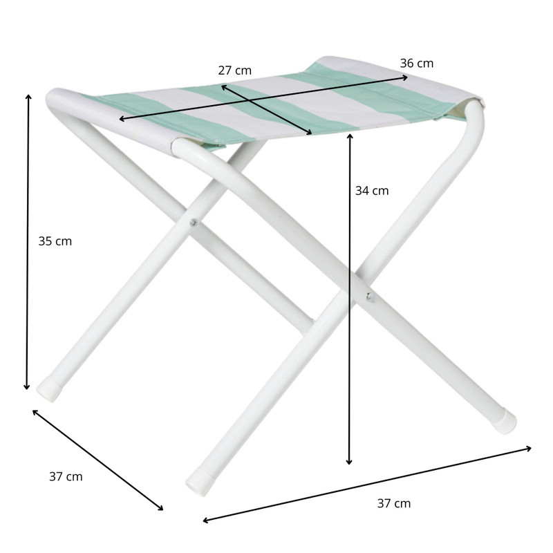 Strandstoeltje opvouwbaar - groen/wit - 35x37x37 cm