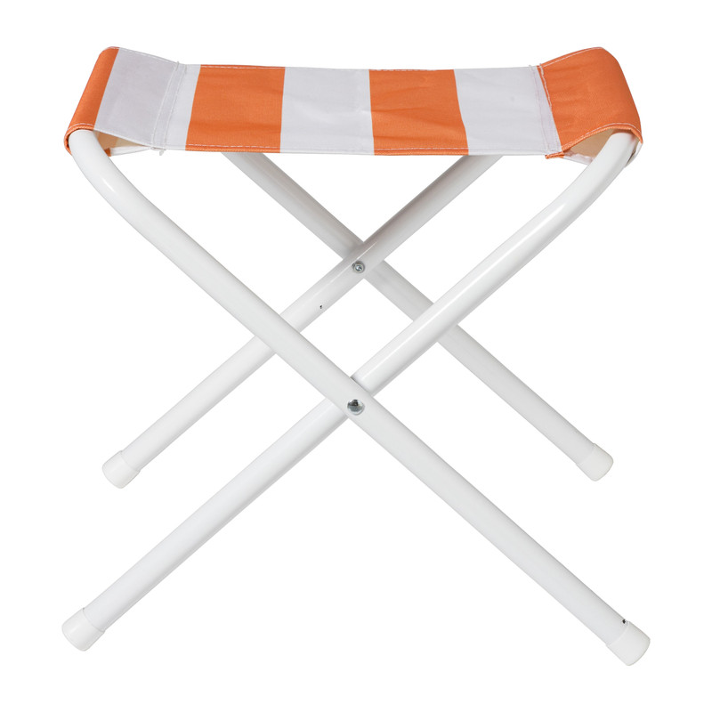 Strandstoeltje opvouwbaar - oranje/wit - 35x37x37 cm