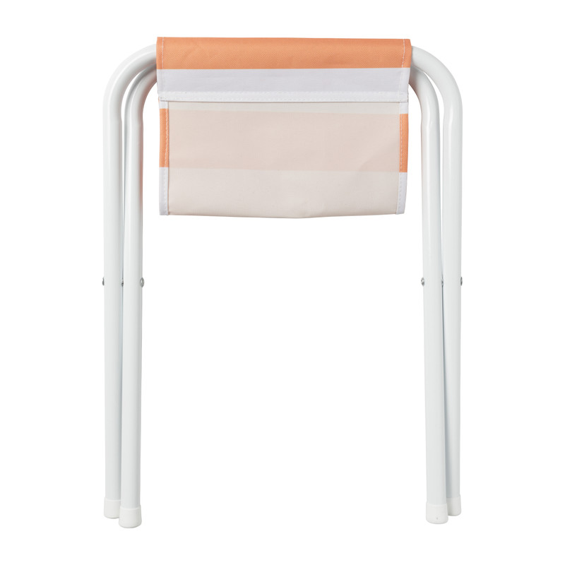 Strandstoeltje opvouwbaar - oranje/wit - 35x37x37 cm