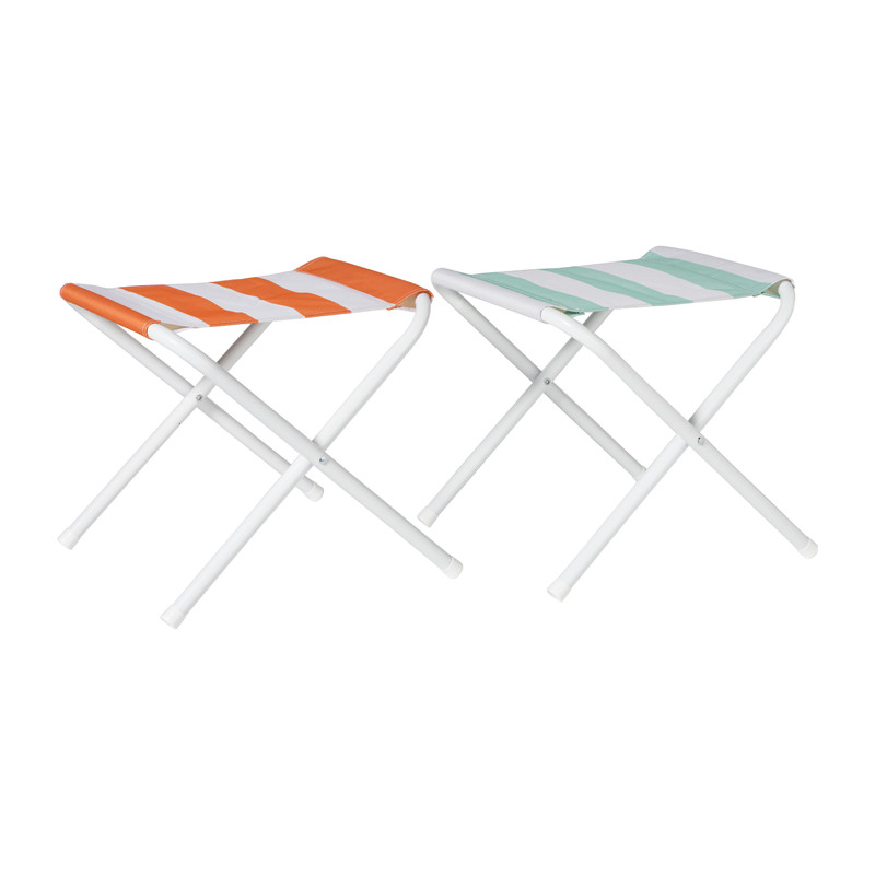 Strandstoeltje opvouwbaar - oranje/wit - 35x37x37 cm