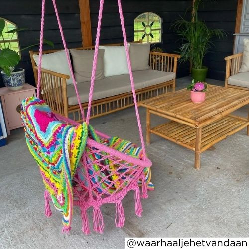 Hangstoel knoet - roze - ø80x100 cm