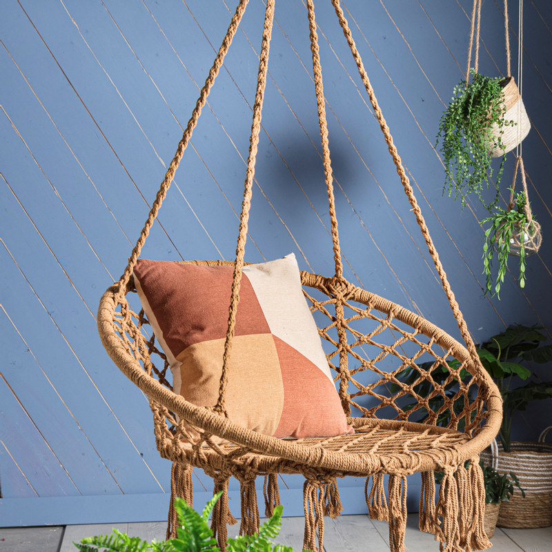 Hangstoel knoet - bruin - ⌀80x100 cm 