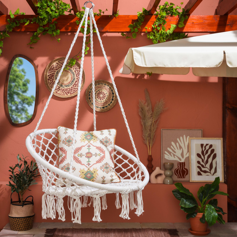 Hangstoel Knoet - beige - ø80x100 cm 