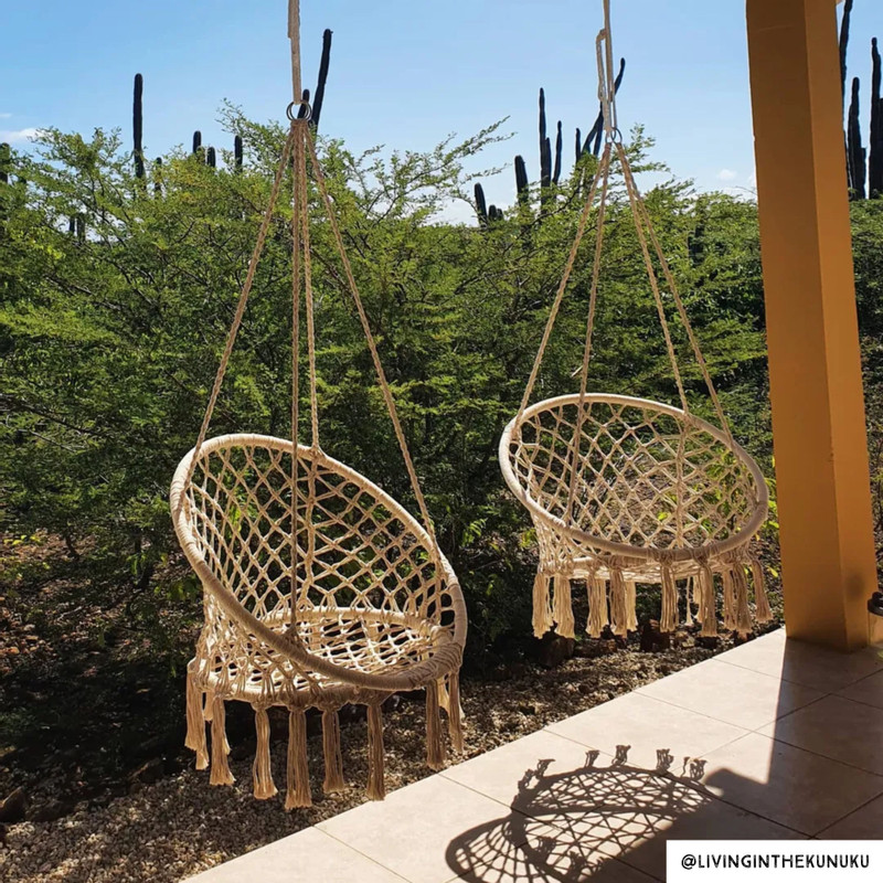 Hangstoel Knoet - beige - ø80x100 cm 