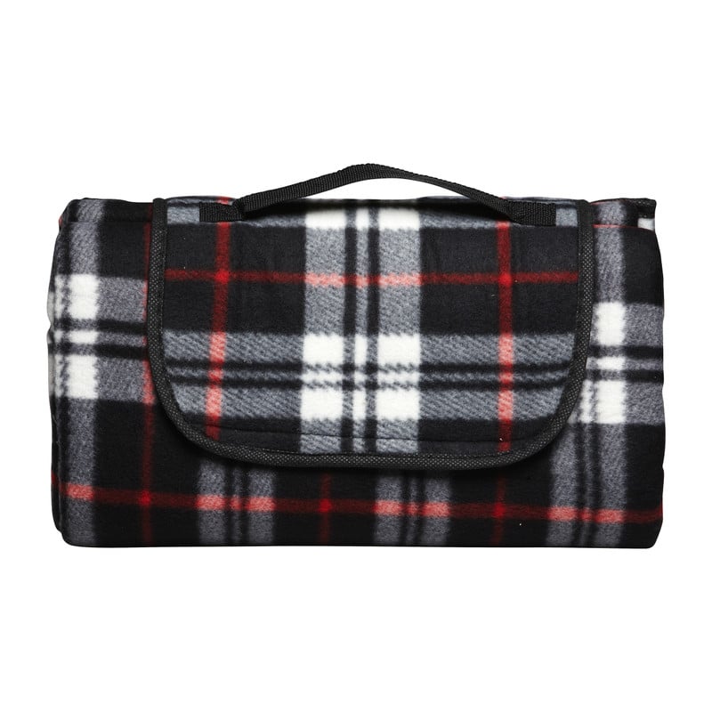 Picknickplaid geruit - zwart - 130x150 cm